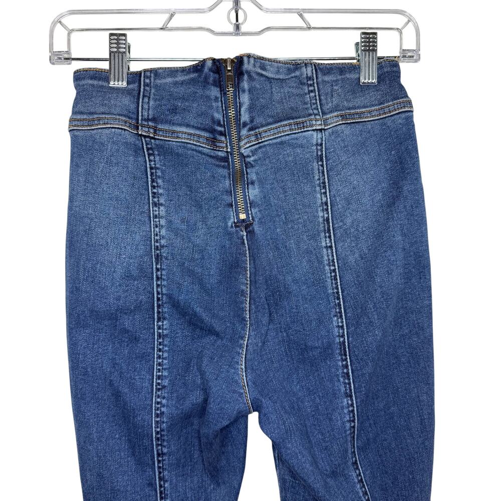 Free People CRVY Mercury Zip Jeans Harper Blue Size 27 Moto Y2K StreetwearDenim - Picture 5 of 15